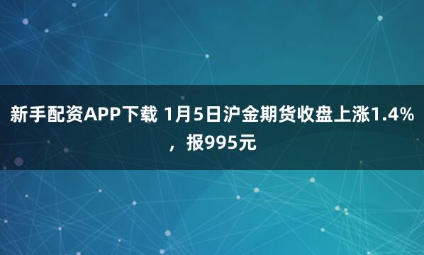 新手配资APP下载 1月5日沪金期货收盘上涨1.4%，报995元